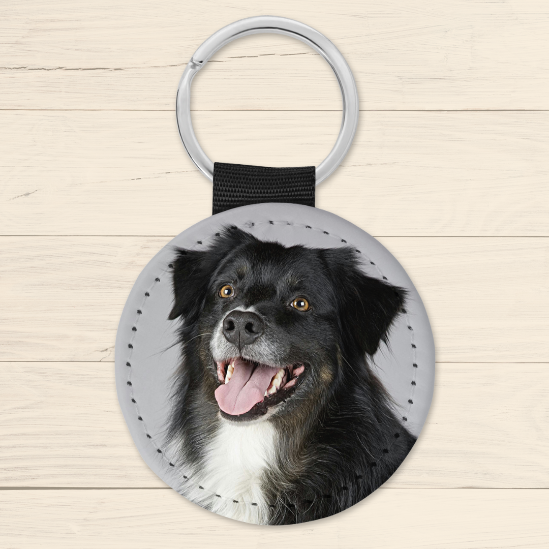 Leder Schlüsselanhänger mit Hundefoto - personalisiert