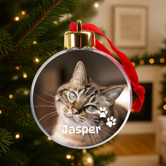Personalisierte Weihnachtskugel mit Katzenfoto