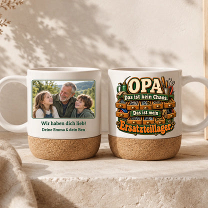 Personalisierte BEN-Tasse: links Foto mit Gruß und Namen, rechts Das ist kein Chaos