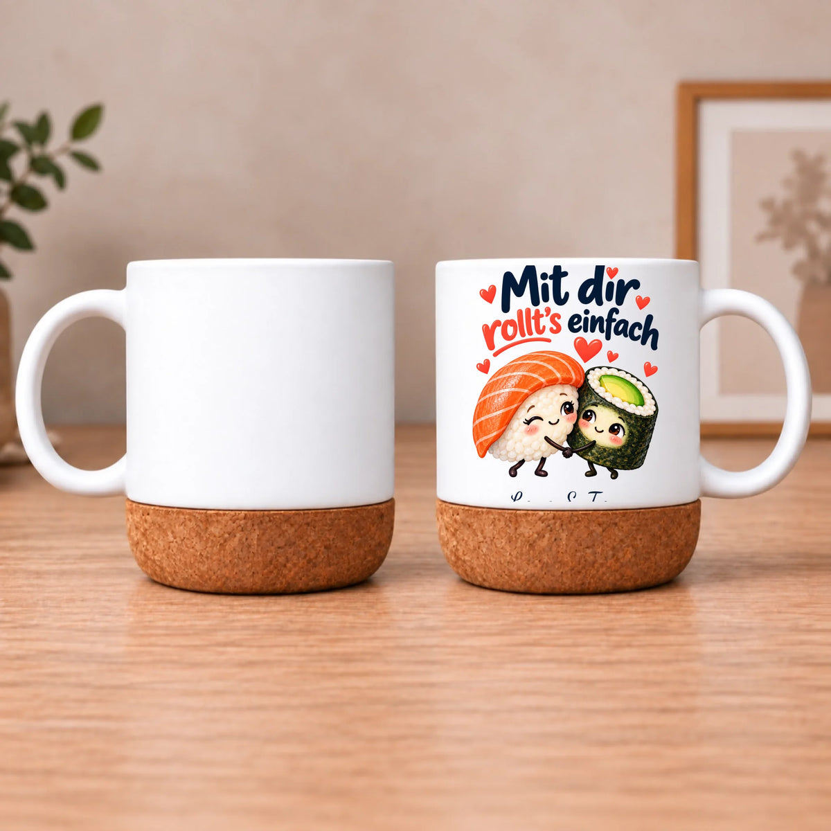 Personalisierte Sushi-Tasse – Mit dir rollt’s einfach – Beide Seiten