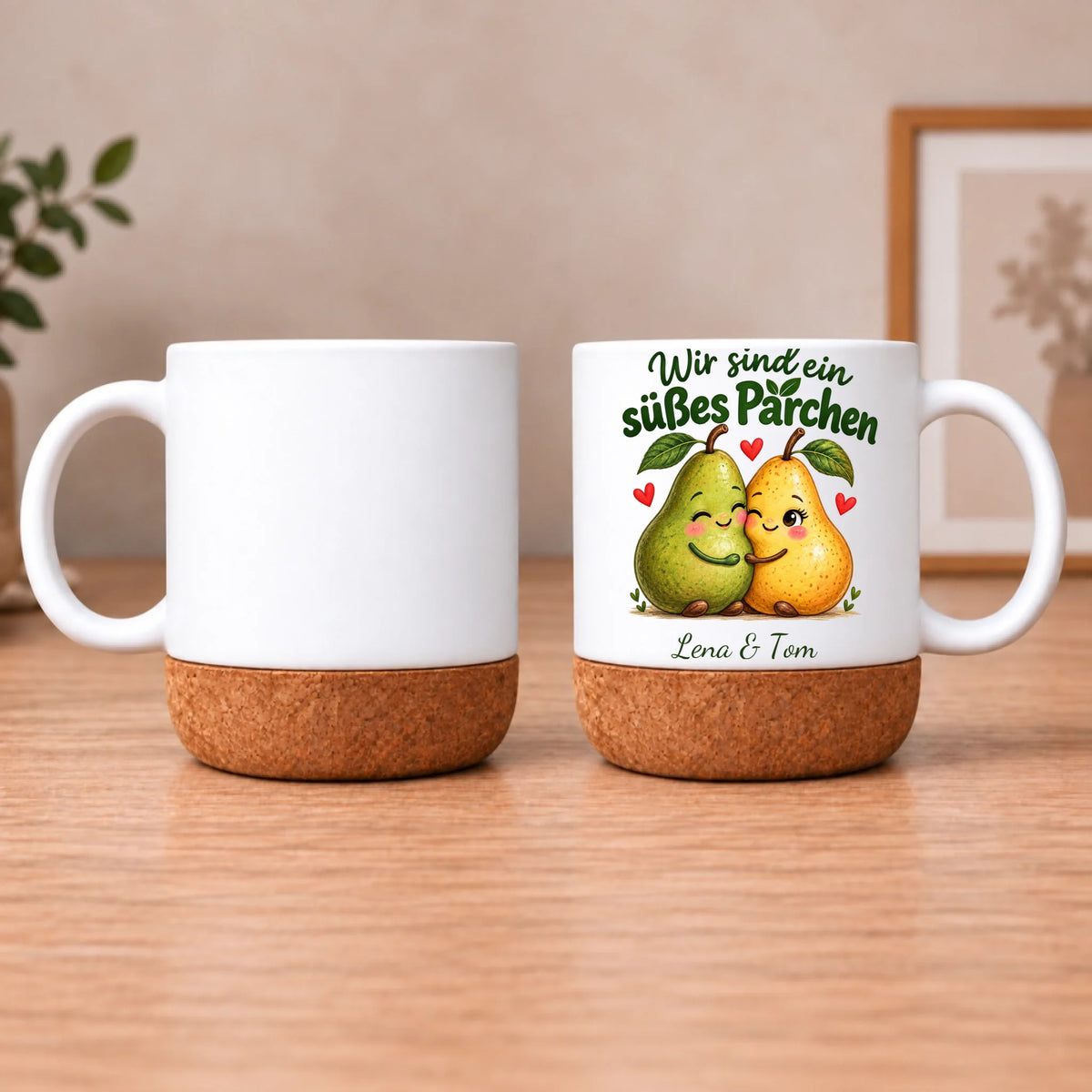 Personalisierte Birnen-Tasse – Wir sind ein süßes Pärchen – Beide Seiten