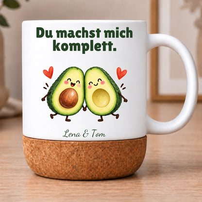 Avocado-Fototasse für Paare – Du machst mich komplett – Motivseite
