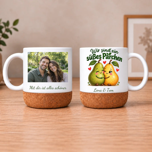 Personalisierte Birnen-Tasse – Wir sind ein süßes Pärchen – Beide Seiten