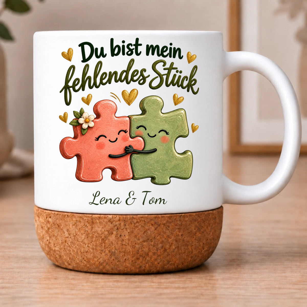 Personalisierte Puzzle-Tasse – Du bist mein fehlendes Stück – Henkel rechts