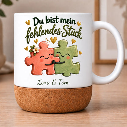 Personalisierte Puzzle-Tasse – Du bist mein fehlendes Stück – Henkel rechts