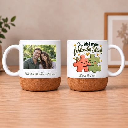 Personalisierte Puzzle-Tasse – Du bist mein fehlendes Stück – Beide Seiten