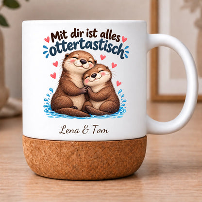 Personalisierte Otter-Tasse – Mit dir ist alles ottertastisch – Henkel rechts