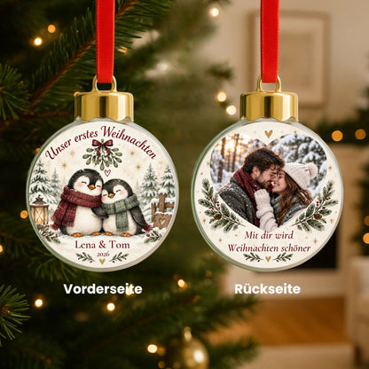 Unser erstes Weihnachten – Vorderseite und Foto-Rückseite