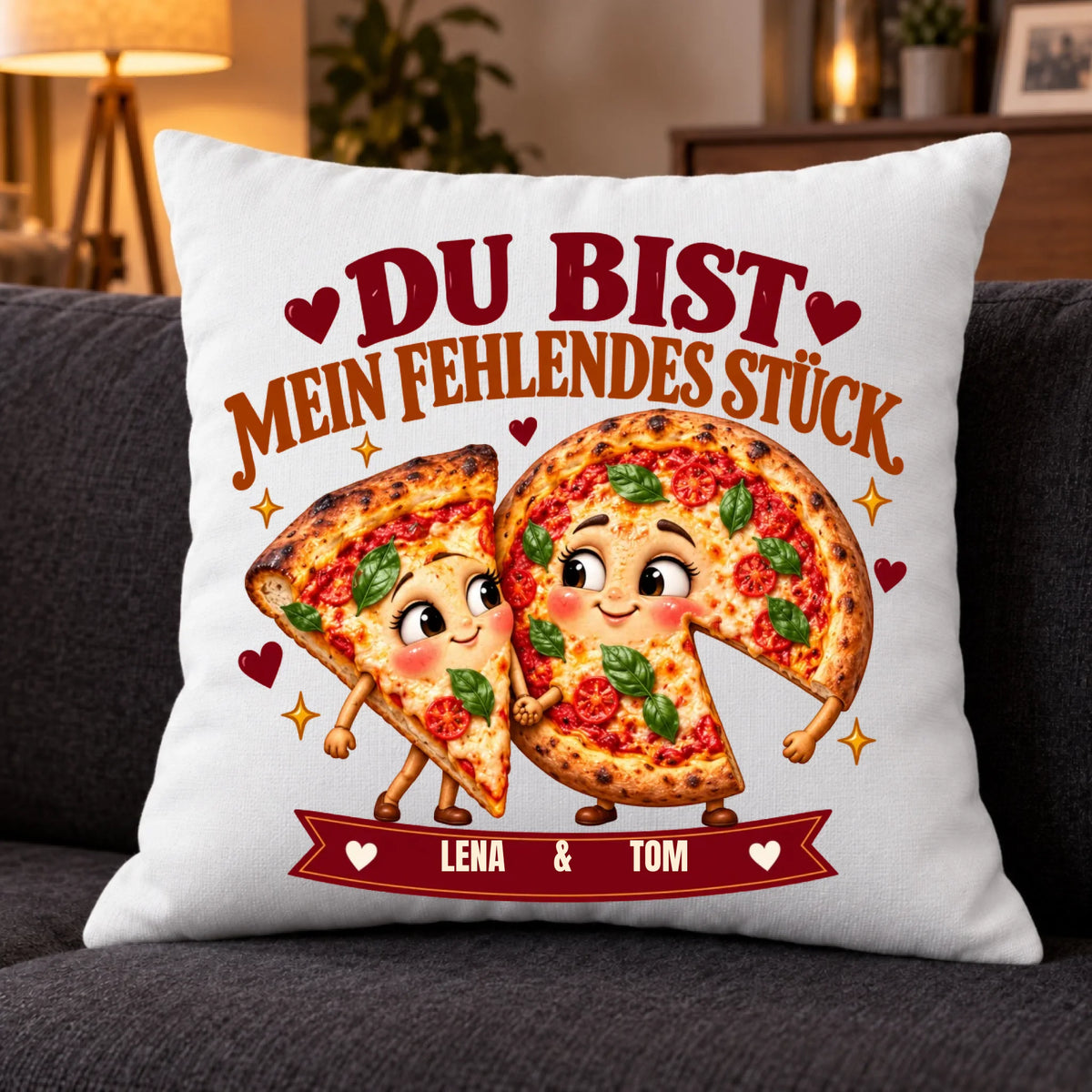 Du bist mein fehlendes Stück – personalisiertes Kissen mit zwei Namen