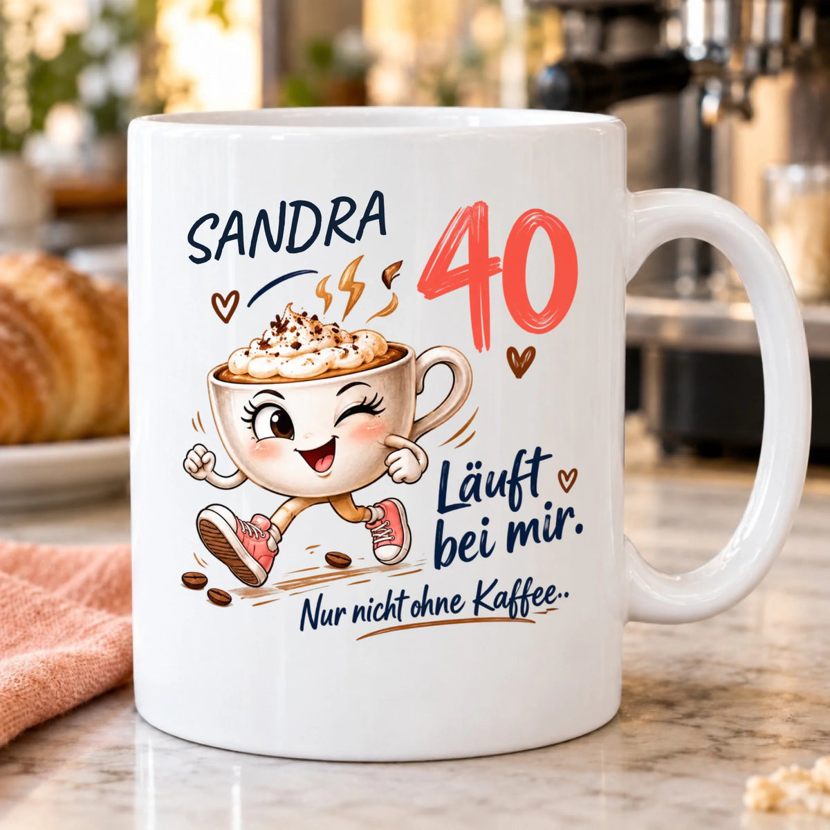 Kaffee regelt – personalisierte Tasse zum 40. Geburtstag
