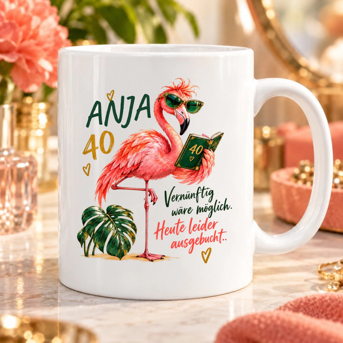 Vernunft ausgebucht – personalisierte Tasse zum 40. Geburtstag