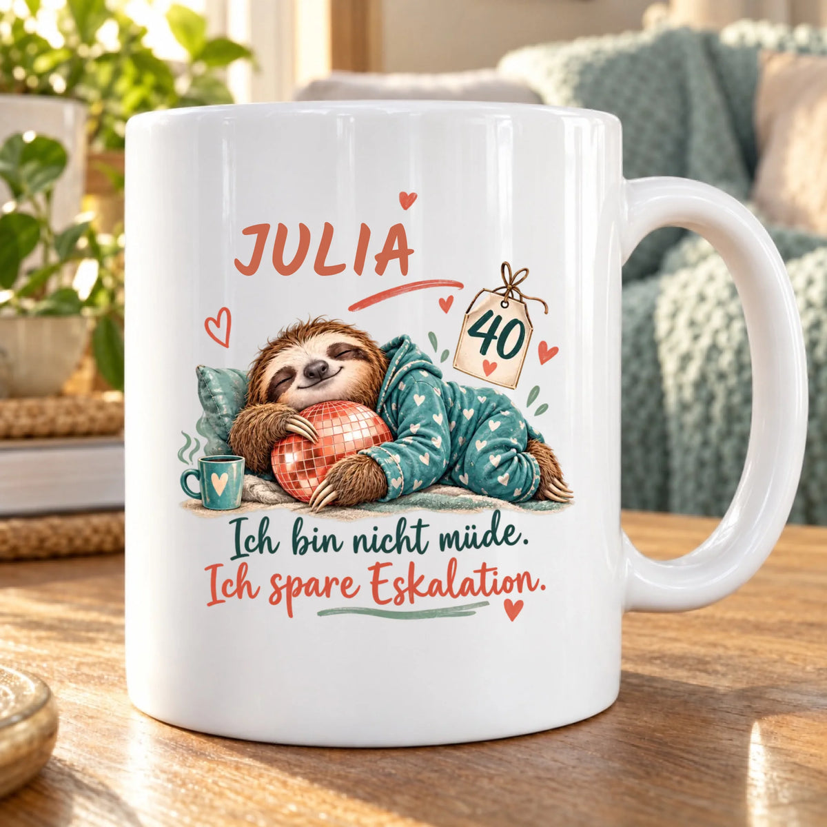 Energie sparen – personalisierte Tasse zum 40. Geburtstag