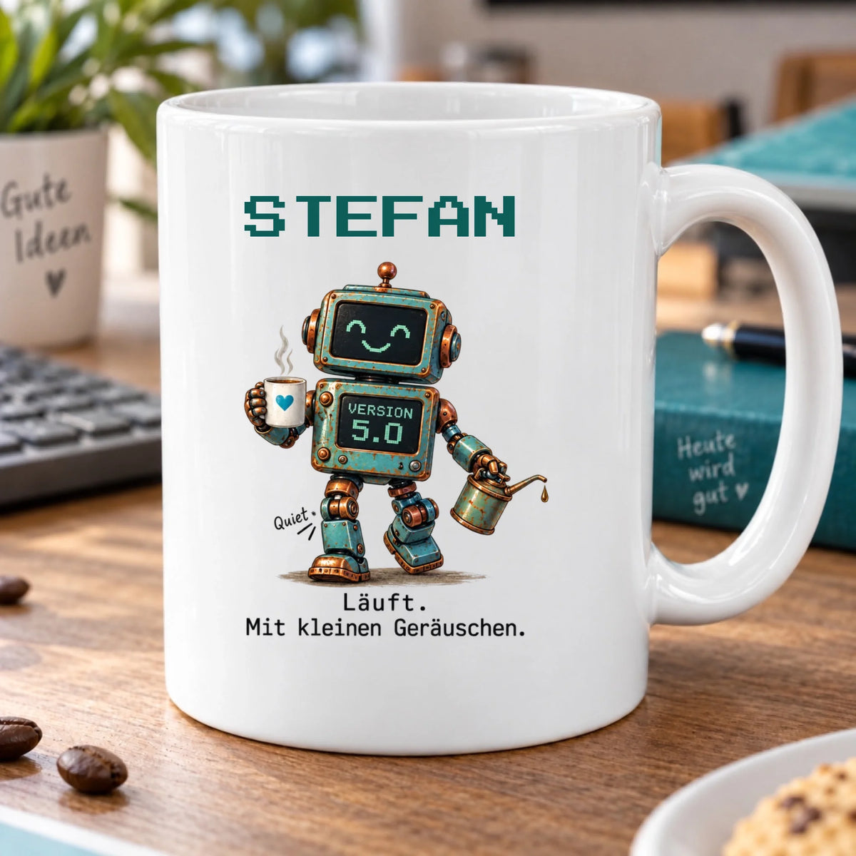 Version 5 läuft – Tasse zum 50. Geburtstag mit Namen