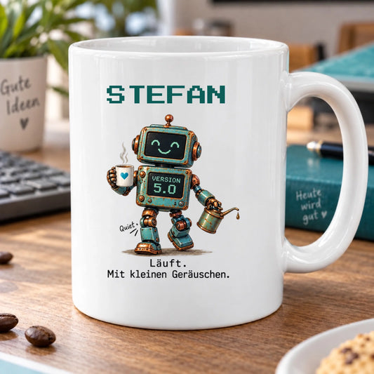 Version 5 läuft – Tasse zum 50. Geburtstag mit Namen