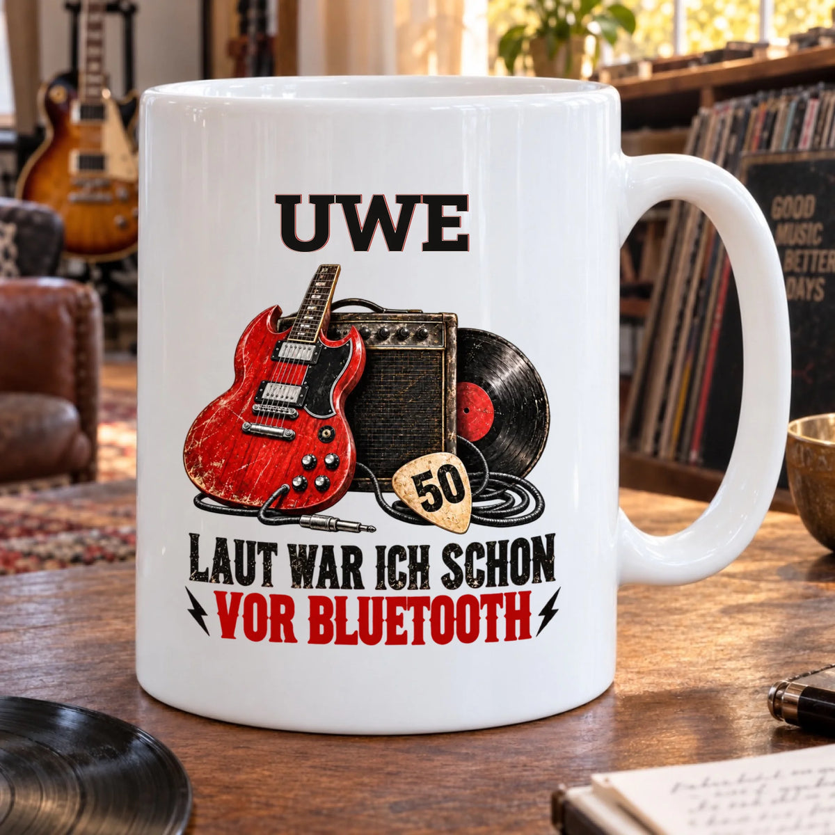 Laut vor Bluetooth – Tasse zum 50. Geburtstag mit Namen