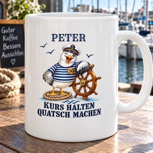 Kurs halten Quatsch machen – Tasse zum 50. Geburtstag mit Namen