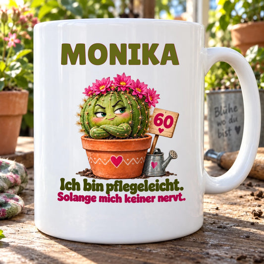 Pflegeleicht – personalisierte Tasse zum 60. Geburtstag