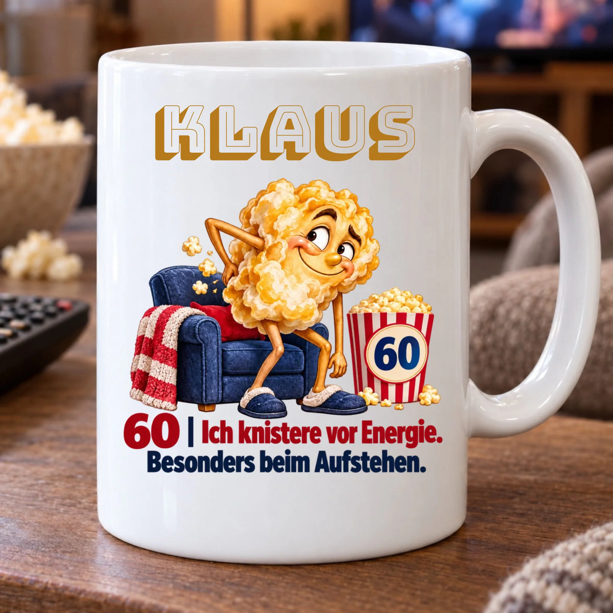 Es knistert – personalisierte Tasse zum 60. Geburtstag