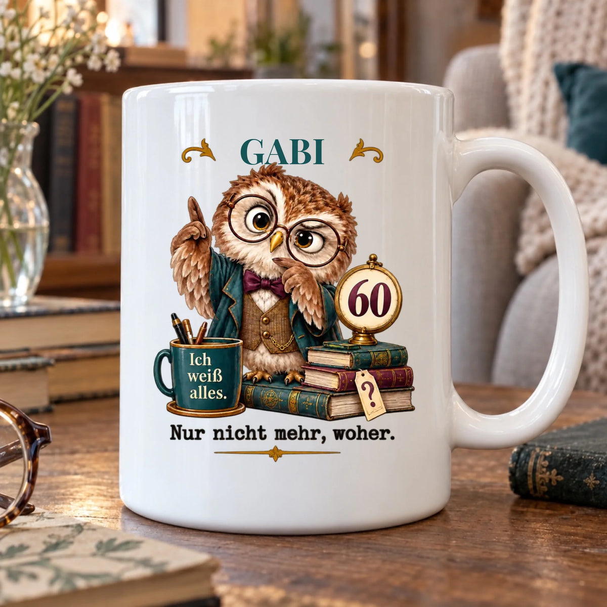 Ich weiß alles – personalisierte Tasse zum 60. Geburtstag