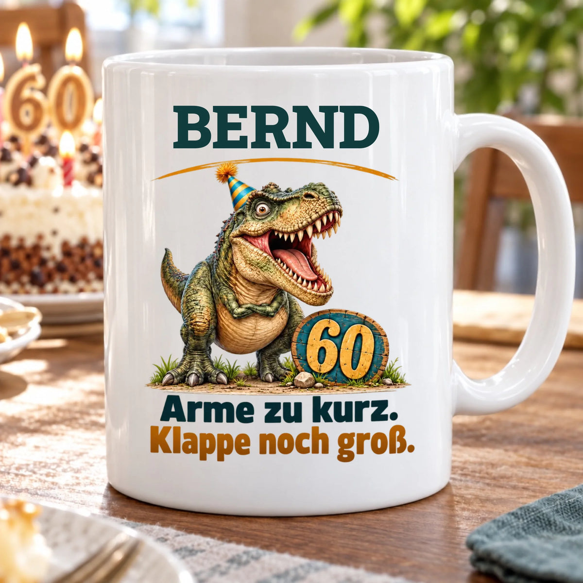 Große Klappe – personalisierte Tasse zum 60. Geburtstag