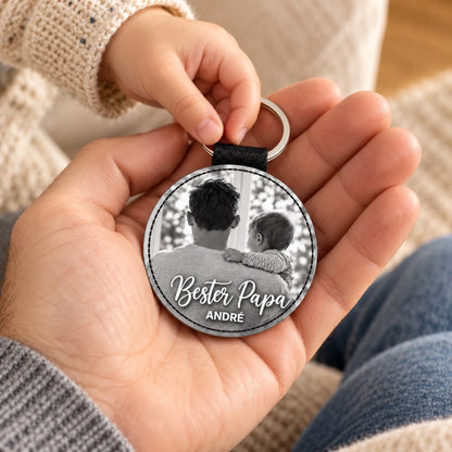 Bester Papa – personalisierter Foto-Schlüsselanhänger – Im Alltag