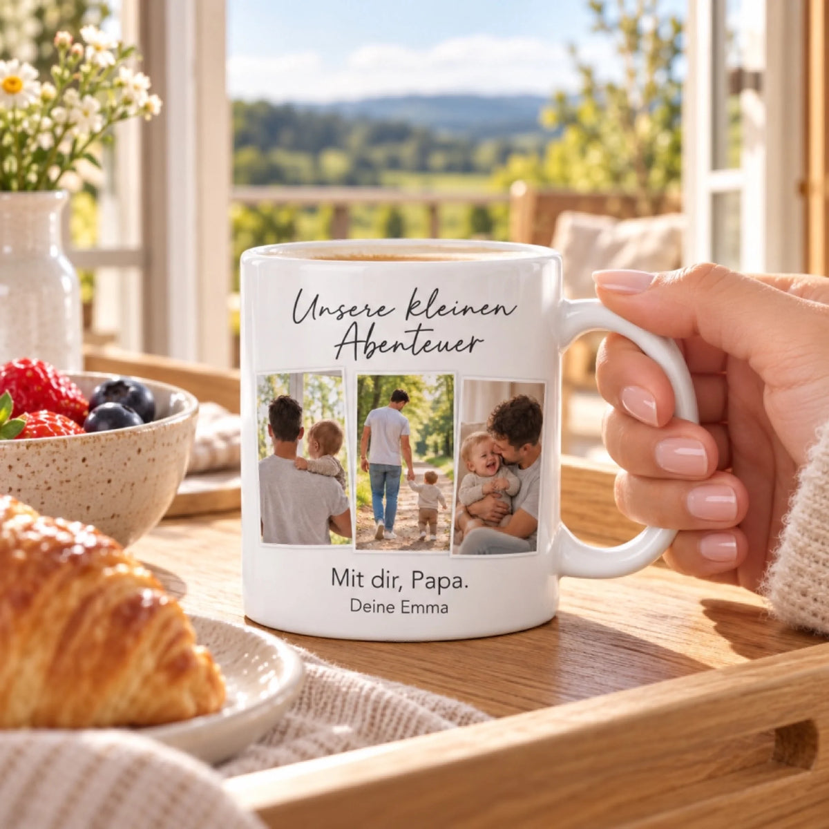 Unsere kleinen Abenteuer – personalisierte Papa-Fototasse – Lifestyle