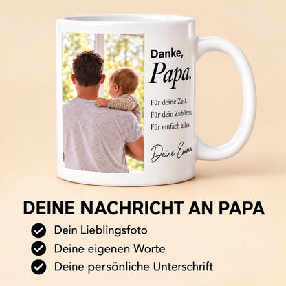 Danke Papa – personalisierte Fototasse mit Nachricht – So personalisierst du dein Geschenk