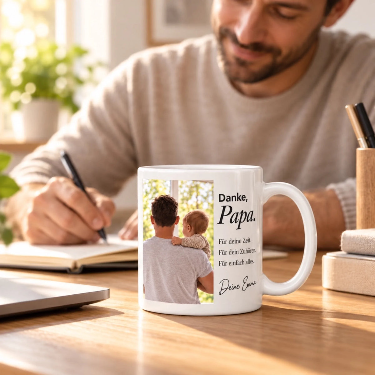 Danke Papa – personalisierte Fototasse mit Nachricht – Lifestyle