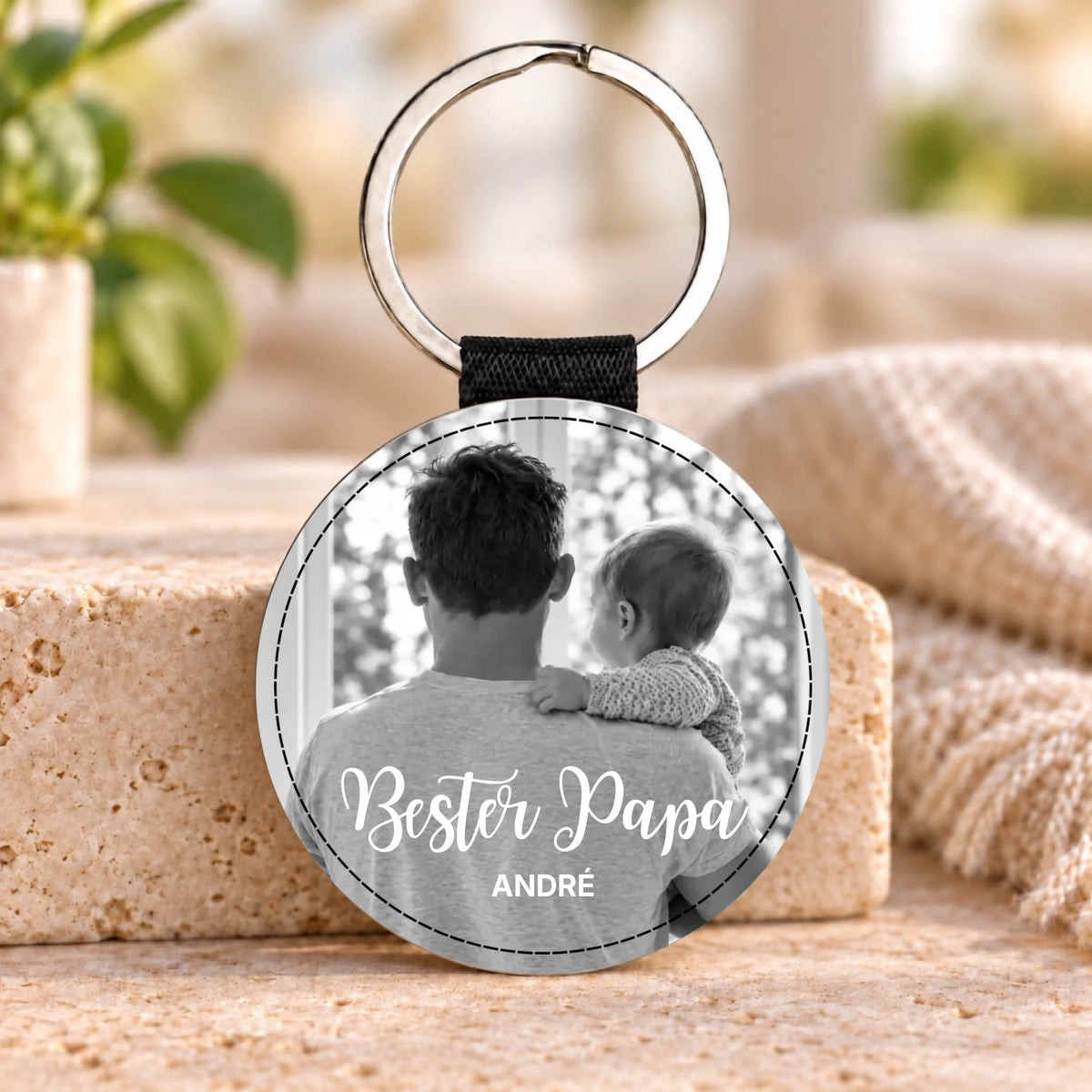 Bester Papa – personalisierter Foto-Schlüsselanhänger – Personalisierbare Produktansicht