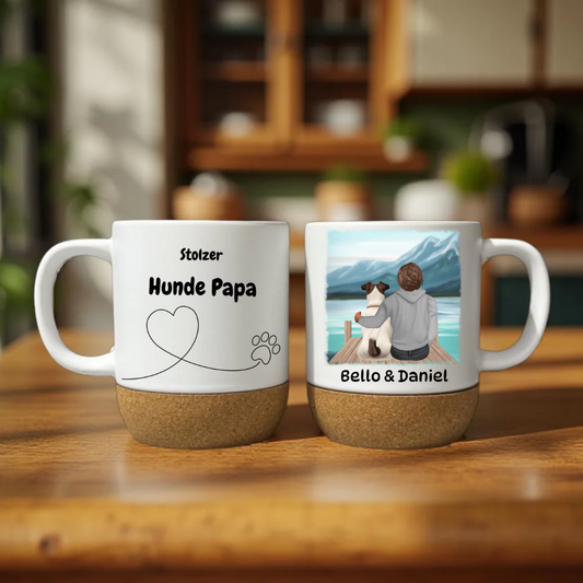 Stolzer Hundepapa / Stolze Hundemama - Personalisierte Tasse mit Hund & Herrchen